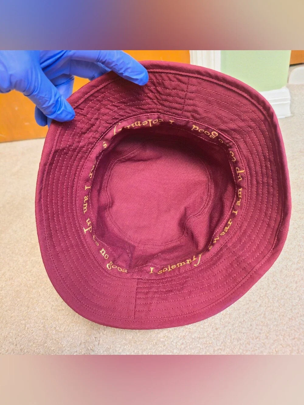 Harry Potter Marauders Map Reversible Bucket Hat Universal Studios Burgundy